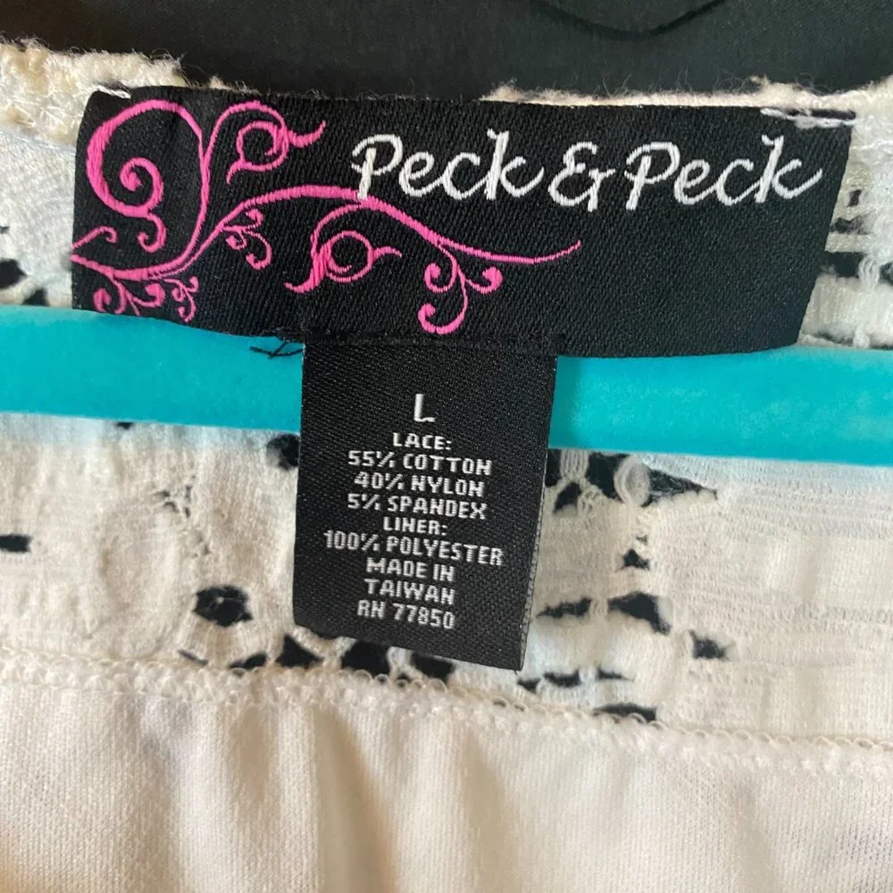 Peck & Peck Lace 3/4 Sleeve Lined Blouse, Size L. - Picture 5 of 5